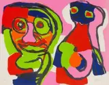 Two Faces by Karel Appel, colour lithograph, sold Jul 2016