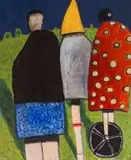 Colbert Mashile, Three Figures, oil on canvas