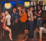 Karl Gietl, People In A Bar, oil on canvas