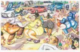 Thomas Motswai, Drinkers and Dancers, charcoal and pastel on paper