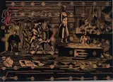 Zolani Siphungela, Fighters, carved and painted wood panel