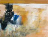 Fred Schimmel, Abstract with Black and Blue, oil on canvas