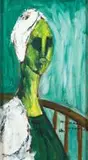Michael Costello, Portrait of a Lady in a White Turban, oil on board