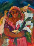 Audrey Fourie, Iris Picker, oil on canvas
