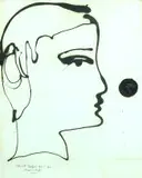 Christo Coetzee, Head with Dot, enamel on paper