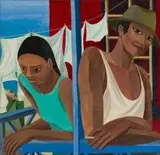 Marianne Podlashuc, Man and Woman, acrylic on board