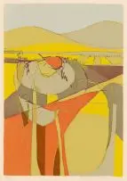 Abstract Landscape by Fred Schimmel, colour screenprint, sold Jul 2016