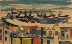 Erik Laubscher, Docks, Cape, watercolour