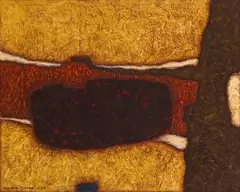 Abstract Composition by Kenneth Bakker, oil on board, sold Jul 2016