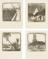 Clément Sénèque, Four scenes of Durban, woodcut