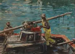 Eric Wale, Fishermen, oil on board