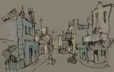 Cape Town Street Scene by Gregoire Boonzaier, watercolour, sold Jul 2016