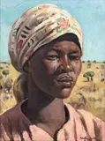 Neville Lewis, Portrait of a Woman with a Doek