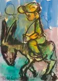 Frans Claerhout, Boy on Donkey, mixed media