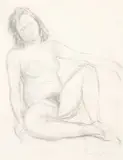 Jean Welz, Seated Nude, charcoal