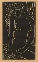 Maurice van Essche, Classic Seated Nude, linocut