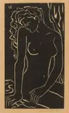 Maurice van Essche, Classic Seated Nude, linocut