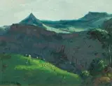 Road to the Sentinel Mont Aux Sources by Willem Hermanus Coetzer, oil on board, sold Jul 2016