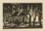 "Buccaneer's Club", Pretoria (Nilant 27) by Jacobus Hendrik Pierneef, linocut, sold Jul 2016