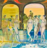 Robin Philipson, Procession, watercolour on card