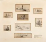 Thomas Bowler, Mr Bowler's little bits of work done in 1857 or 1859, one watercolour; seven lithographs, framed as one