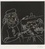 Self Portrait by Walter Battiss, linocut, sold Apr 2016
