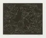 Orgy (Black) by Walter Battiss, linocut, offered Apr 2016