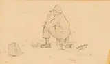 Seated Man by Walter Battiss, pencil on paper, sold Apr 2016