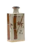 Tim Morris, An elongated slab-built glazed stoneware vase, with bamboo motif