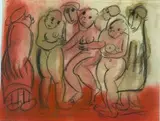 Frans Claerhout, Nudes, charcoal and wash