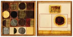 Abstract No. 36, two by Ernst de Jong, mixed media on board, sold Apr 2016