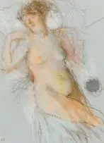 Bernard Dunstan, Sleeping Nude, pastel