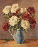 Johannes Oldert, Still Life with Blue Jug and Chrysanthemums