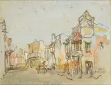 Gregoire Boonzaier, Street in Yellows and Greys, District Six, Cape Town, pastel