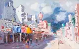 Wessel Marais, District Six, Street Scene with Figures, oil on canvas