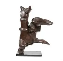 Koos den Houting, Birds in Flight, carved and incised Leadwood on steel base
