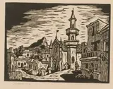 Mosque, District Six by Gregoire Boonzaier, linocut, sold Apr 2016