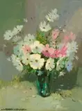Wessel Marais, Still Life with Pink and White Flowers