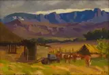 Allerley Glossop, Cattle at a Farm, oil on board