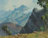Drakensberg by Willem Hermanus Coetzer, oil on canvas, offered Apr 2016