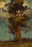 Adriaan Boshoff, Two Trees, oil on canvas laid down on board