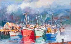 Harbour Scene by Wessel Marais, oil on canvas, sold Apr 2016