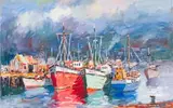 Wessel Marais, Harbour Scene, oil on canvas