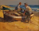 Gian-Piero Garizio, Fisherman, oil on board