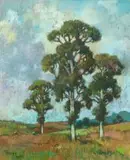 Conrad Theys, Landscape with Trees, pastel