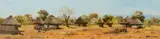 Otto Klar, Huts and Figures, oil on board