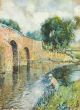 Summer Time on the Roding by Sydney Carter, watercolour, offered Apr 2016