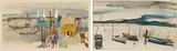 Christine von Huetz-Davisson, Boats in a Bay; Yachts at a Harbour, two, charcoal, pencil and watercolour