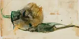 Christine von Huetz-Davisson, Abstract Composition in Green and Brown, mixed media on paper