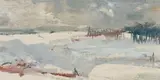 Christine von Huetz-Davisson, Winter Landscape, recto; Abstract, verso, acrylic and pencil on paper